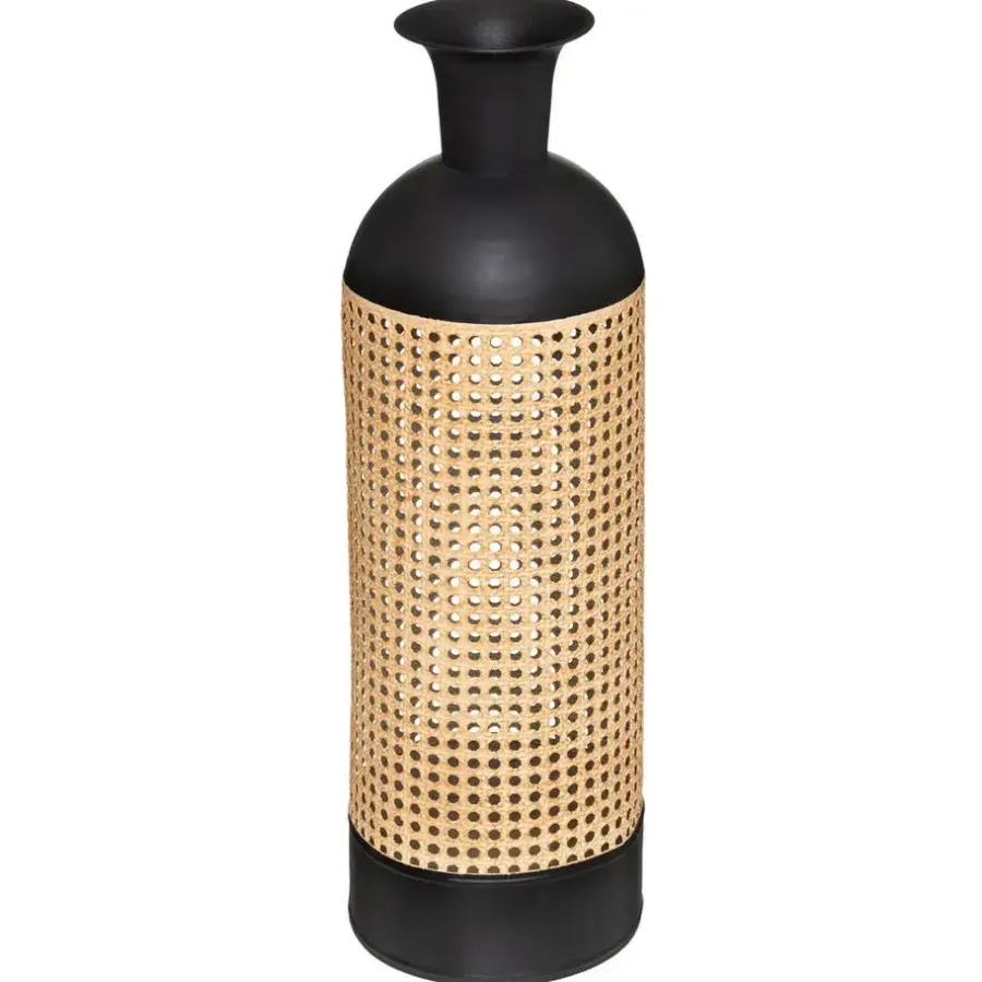 Atmosphera Bloemenvaas - zwart/beige - gietijzer - 18 x 60 cm