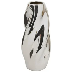 Vazen-Atmosphera Bloemenvaas Silver Sky - zilver - keramiek - H28 cm