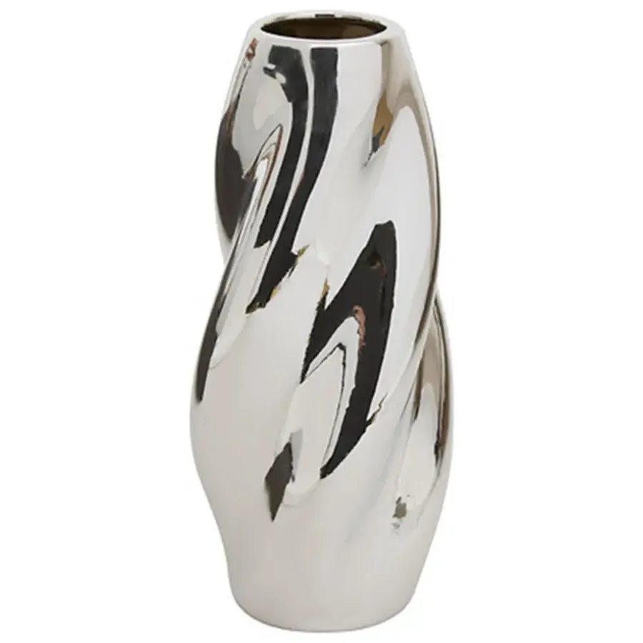 Vazen-Atmosphera Bloemenvaas Silver Sky - zilver - keramiek - H28 cm