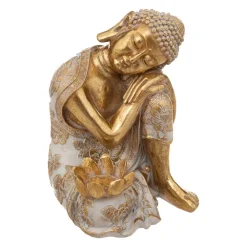 Beelden-Atmosphera Boeddha beeldje - binnen/buiten - polyresin - 23 cm - goud