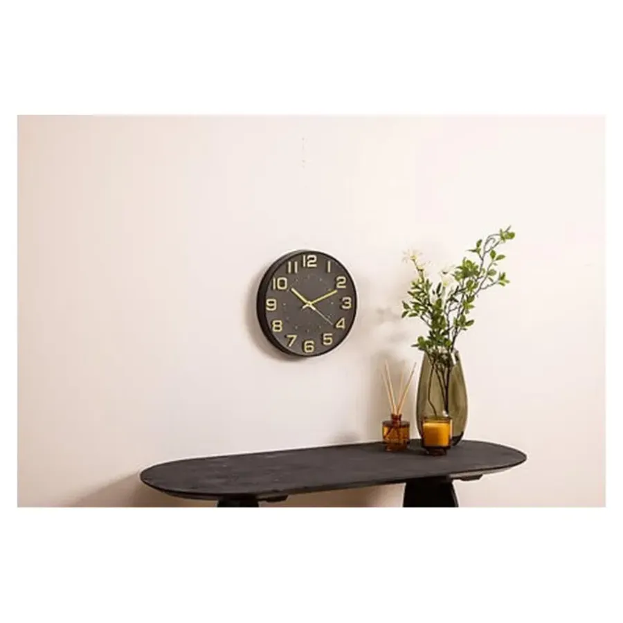 Klokken-Atmosphera Doris Klok - zwart / goud - 30 cm - wandklok modern