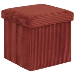 Poefen-Atmosphera Hocker/poef Ribcord opvouwbaar - donkerrood - 38x38cm