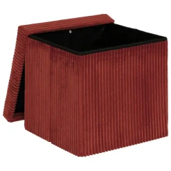 Poefen-Atmosphera Hocker/poef Ribcord opvouwbaar - donkerrood - 38x38cm