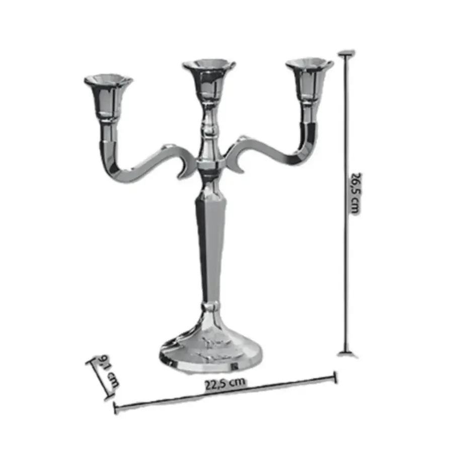 Atmosphera kaarsen kandelaar - 3 armen - metaal - goud - 27 cm