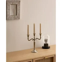 Atmosphera kaarsen kandelaar - 3 armen - metaal - zilver - 27 cm