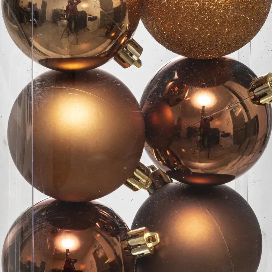 Kerstdecoratie-Atmosphera kerstballen - 8x stuks - brons - kunststof - 7 cm