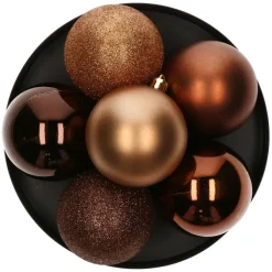 Kerstdecoratie-Atmosphera kerstballen - 8x stuks - brons - kunststof - 7 cm