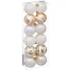 Kerstdecoratie-Atmosphera kerstballen 12x -kunststof - parelmoer wit/goud - 4 cm