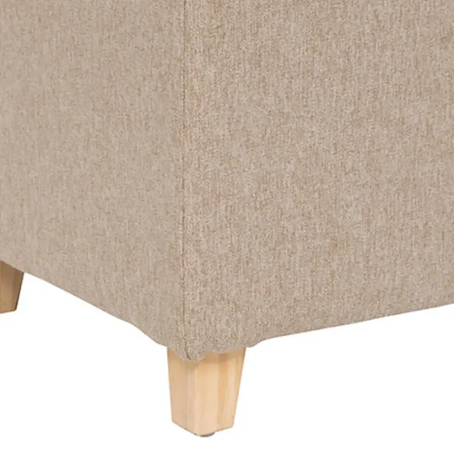 Atmosphera krukje/poef - hout/stof - beige - D35 x H35 cm