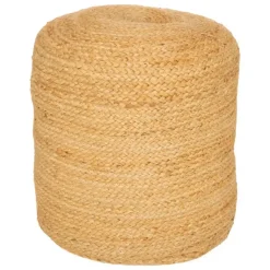 Poefen-Atmosphera Poef om te zitten - hout/stof - jute/beige - 40 x 40 cm