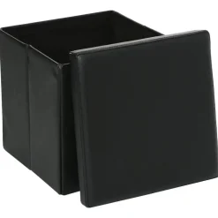 Poefen-Atmosphera Poef/Hocker - opbergbox - zwart - pvc/mdf - 38 x 38 cm