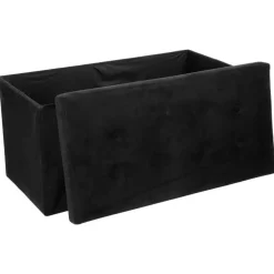 Poefen-Atmosphera Poef/hocker - opbergbox - zwart - PU/MDF - 76 x 38 cm
