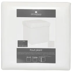 Poefen-Atmosphera Poef/hocker - opbergbox - wit - PU/MDF - 38 x 38 cm