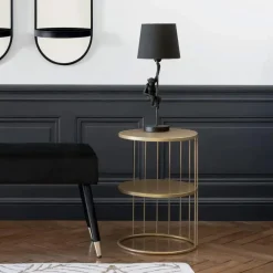 Atmosphera Salontafel Kobu - goud - metaal - rond - industrieel
