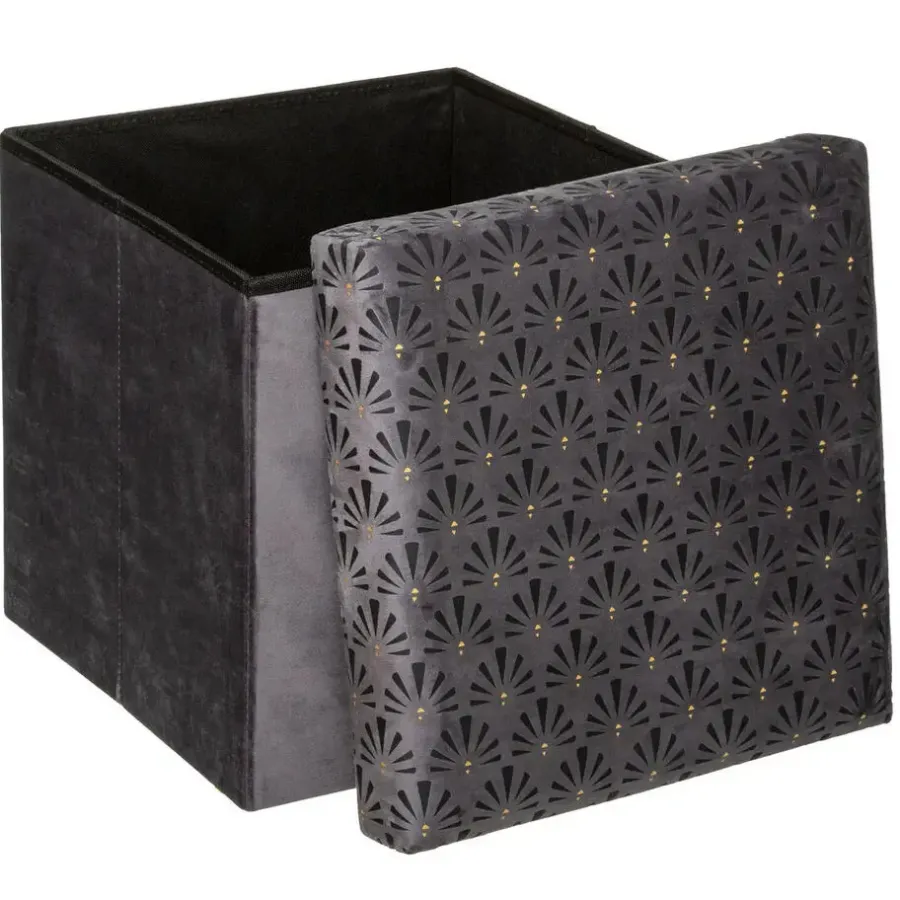 Poefen-Atmosphera Storage Poef/hocker - Opvouwbaar - Donkergrijs - 38x38 cm