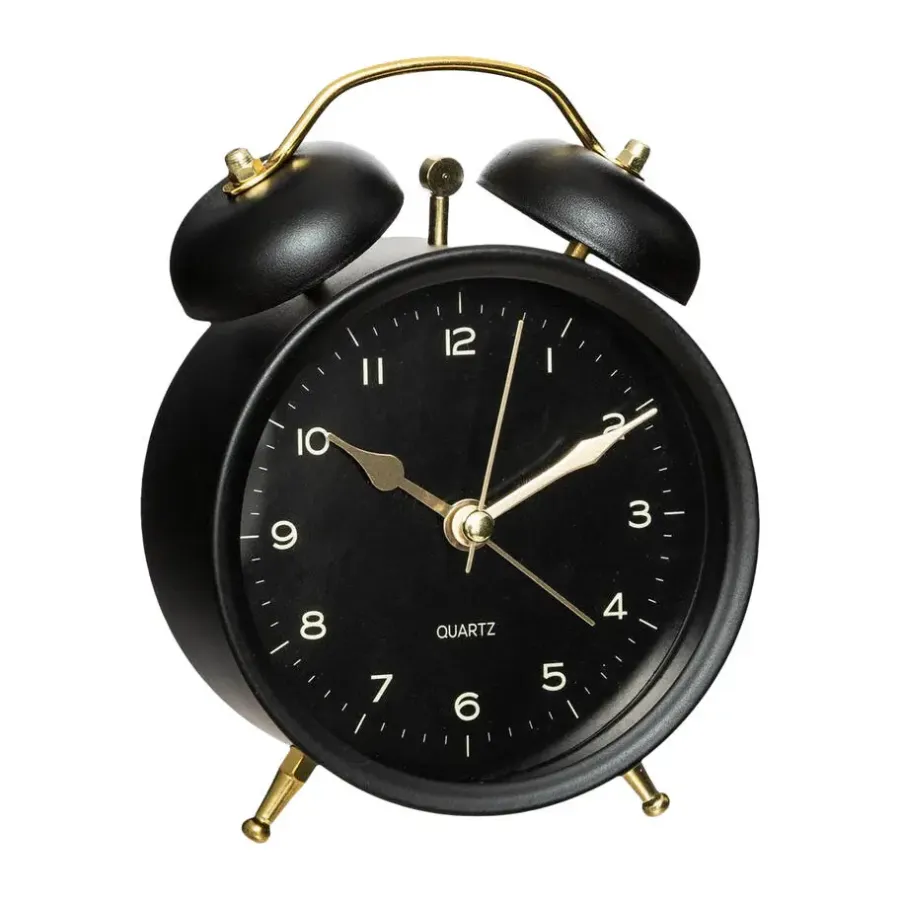Atmosphera Tafelklok - zwart - D10 cm - rond - klassieke wekker