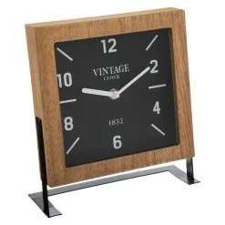 Klokken-Atmosphera Tafelklok Swiss op standaard - bruin/zwart - D20 cm