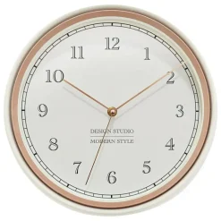 Klokken-Atmosphera Wandklok Montreux - Kunststof/glas - D29cm - creme wit