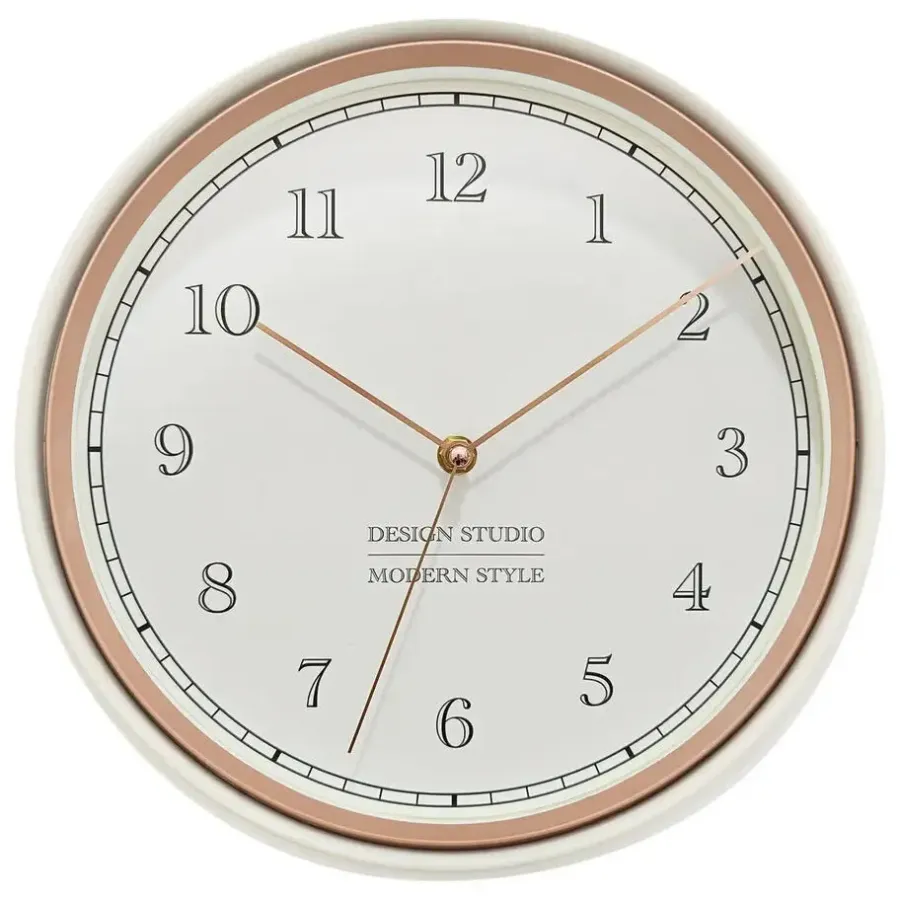 Klokken-Atmosphera Wandklok Montreux - Kunststof/glas - D29cm - creme wit