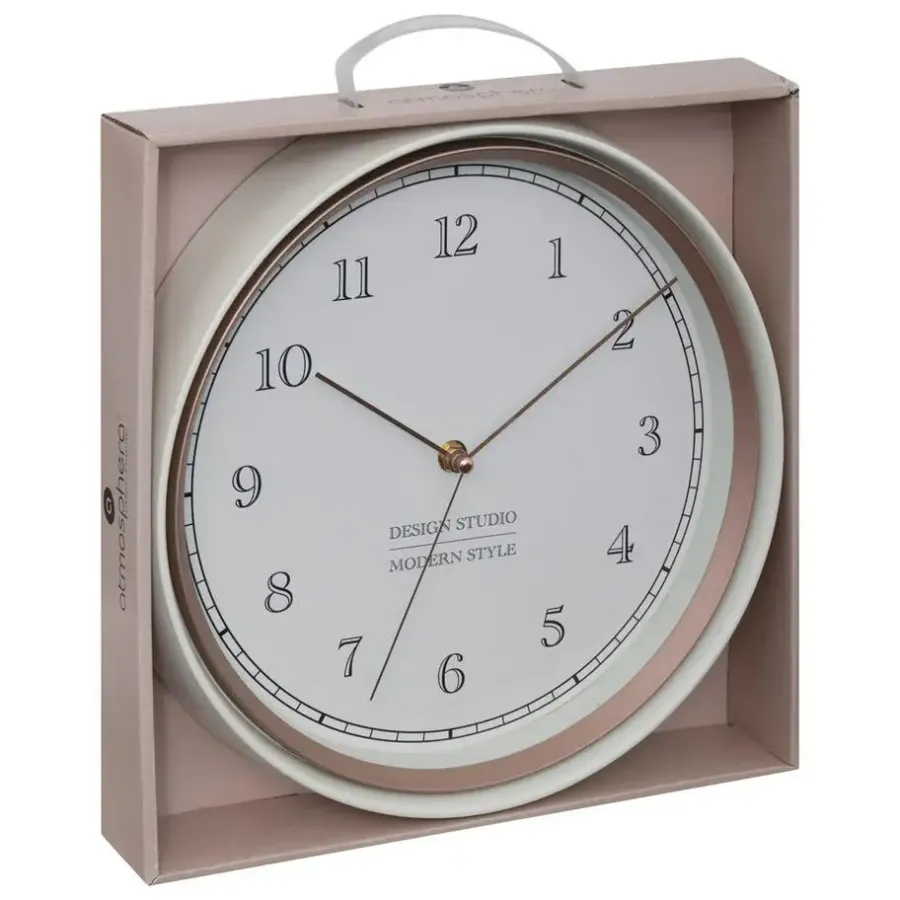 Klokken-Atmosphera Wandklok Montreux - Kunststof/glas - D29cm - creme wit