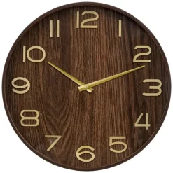 Klokken-Atmosphera Wandklok/muur klok - Woody - Dia 55 cm - hout - bruin