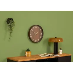 Klokken-Atmosphera Wandklok/muur klok - Woody - Dia 38 cm - hout - bruin