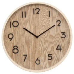 Klokken-Atmosphera Wandklok/muur klok - Woody - Dia 38 cm - hout - beige