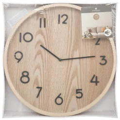 Klokken-Atmosphera Wandklok/muur klok - Woody - Dia 38 cm - hout - beige