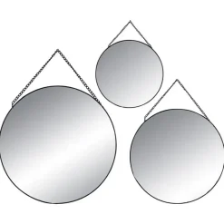 Spiegels-Atmosphera Wandspiegel set - 3 st - rond - zwart - metaal
