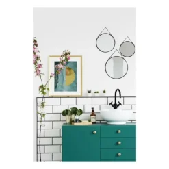 Spiegels-Atmosphera Wandspiegel set - 3 st - rond - zwart - metaal