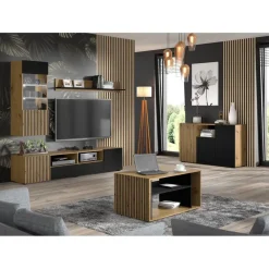 Wandkasten-Homlando AURIS hangkast 1D artisan eiken / zwart mat