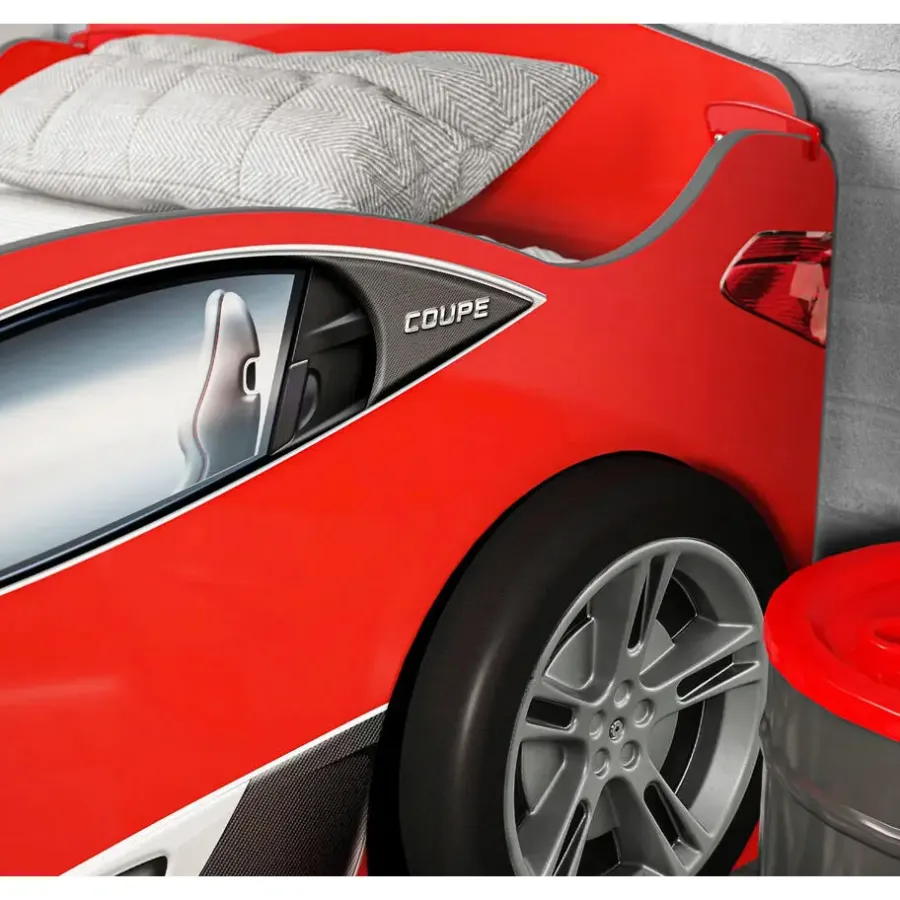 Kinderbedden-Merkloos Autobed - Met logeerbed - 210x107x83 cm - Rood
