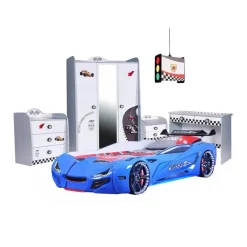 Merkloos Autobed - Racebed - Kinderbed - Street Racer - 236x119x68 cm - Blauw