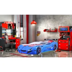 Merkloos Autobed - Racebed - Kinderbed - Street Racer - 236x119x68 cm - Blauw