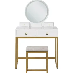 Kaptafels-Beliani AUXON - Kaptafel - Wit - MDF
