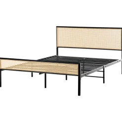 Twijfelaars-Beliani AVANTON - Tweepersoonsbed - Zwart - 140 x 200 cm - PE rotan