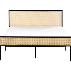 Twijfelaars-Beliani AVANTON - Tweepersoonsbed - Zwart - 140 x 200 cm - PE rotan