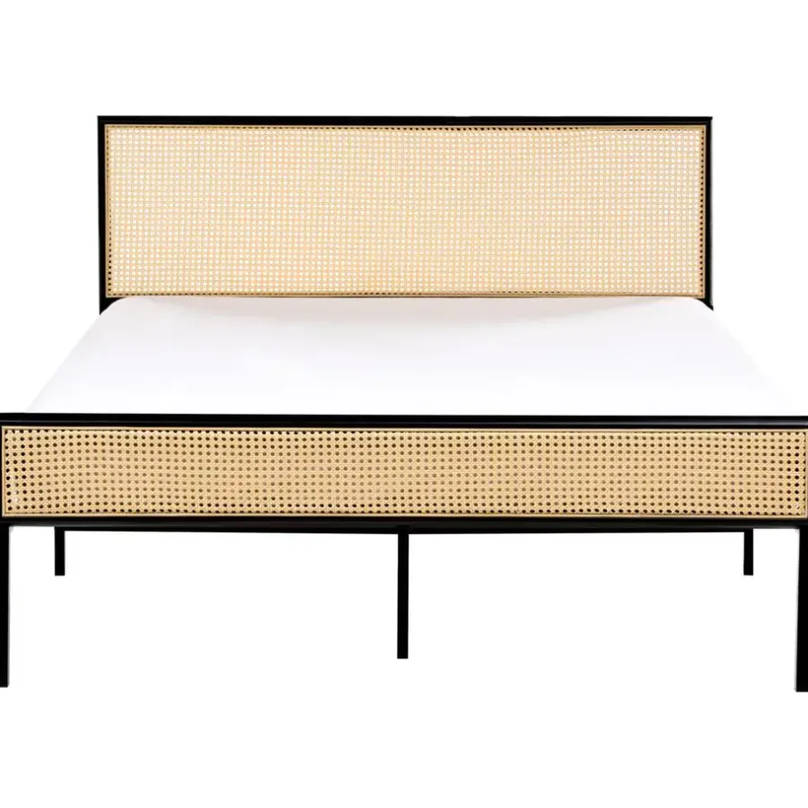 Twijfelaars-Beliani AVANTON - Tweepersoonsbed - Zwart - 140 x 200 cm - PE rotan