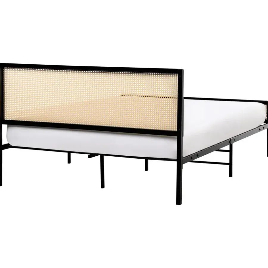 Twijfelaars-Beliani AVANTON - Tweepersoonsbed - Zwart - 140 x 200 cm - PE rotan