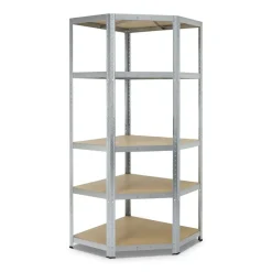 Stellingkasten-Erro Avasco Stellingkast - Zilver - Opbergrek met hoek metaal - 176x75x40cm