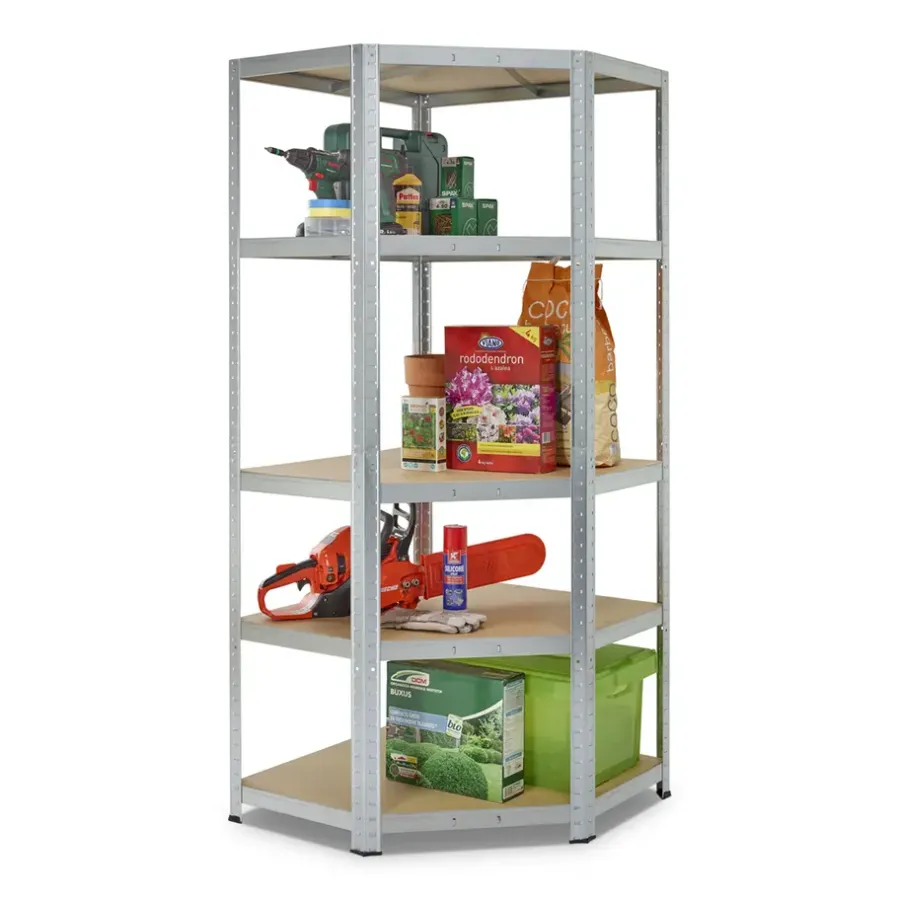 Stellingkasten-Erro Avasco Stellingkast - Zilver - Opbergrek met hoek metaal - 176x75x40cm