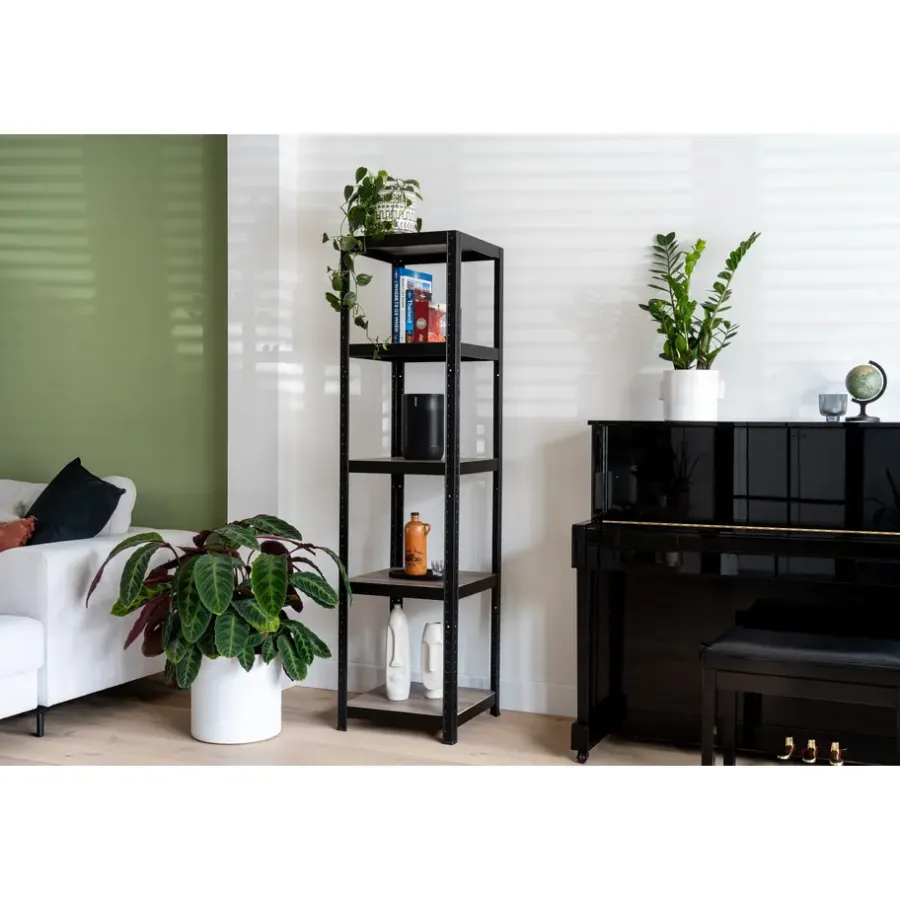 Stellingkasten-Erro Avasco Stellingkast - Zwart - Opbergrek vierkant metaal - 176x45x45cm