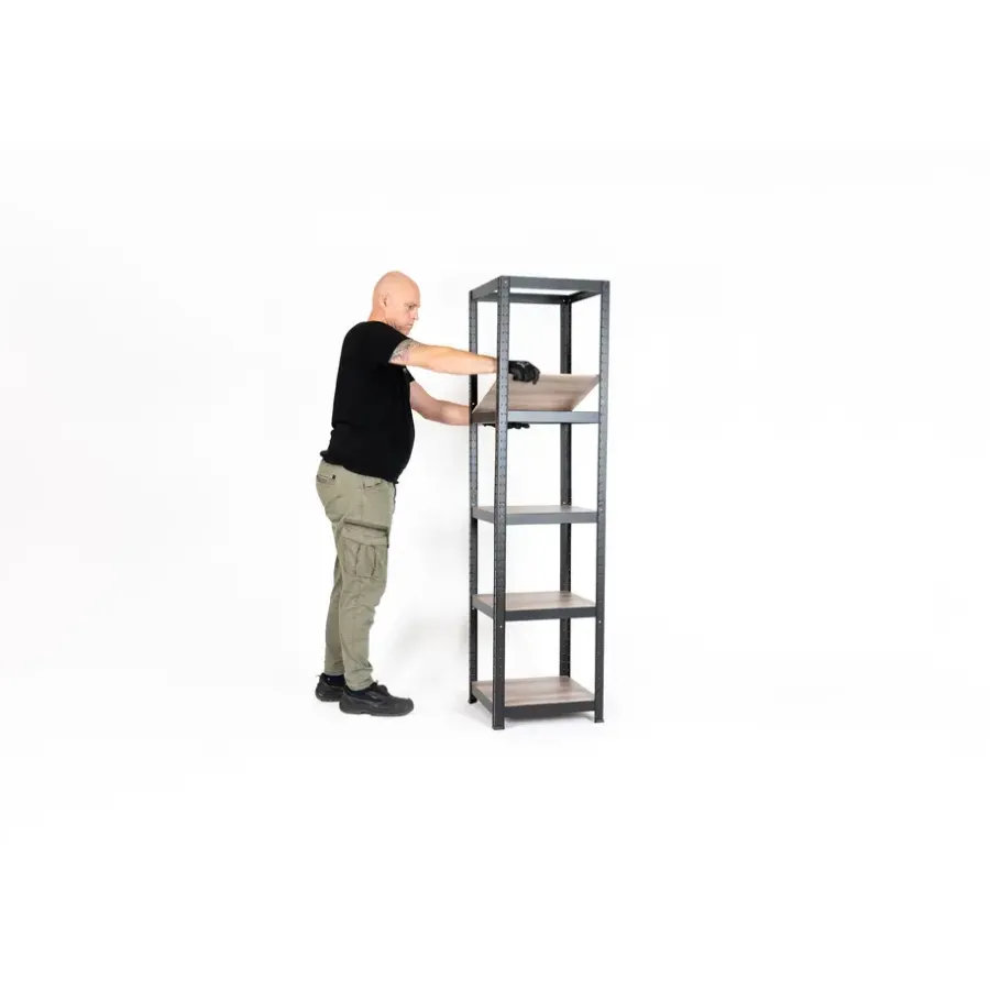 Stellingkasten-Erro Avasco Stellingkast - Zwart - Opbergrek vierkant metaal - 176x45x45cm