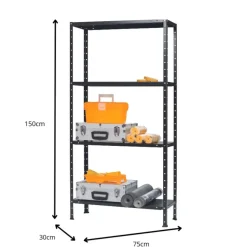 Stellingkasten-Erro Avasco Stellingkast Metaal - Opbergrek Solid 50 - 145x72,5x30 - zwart