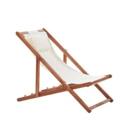 Ligbedden-Beliani AVELLINO - Strandstoel - Donkere houtkleur - Polyester