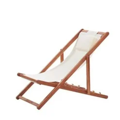Ligbedden-Beliani AVELLINO - Strandstoel - Donkere houtkleur - Polyester