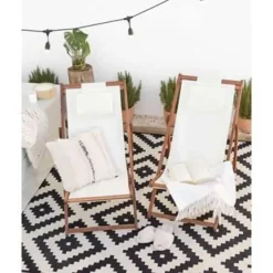 Ligbedden-Beliani AVELLINO - Strandstoel - Donkere houtkleur - Polyester