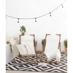 Ligbedden-Beliani AVELLINO - Strandstoel - Donkere houtkleur - Polyester