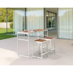 Beliani AVETRANA - Tuintafel - Wit - 150 x 50 cm - Staal