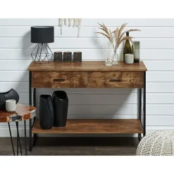 Beliani AYDEN - Consoletafel - Donkere houtkleur - MDF
